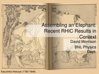 Assembling an Elephant: Recent RHIC Results in Context