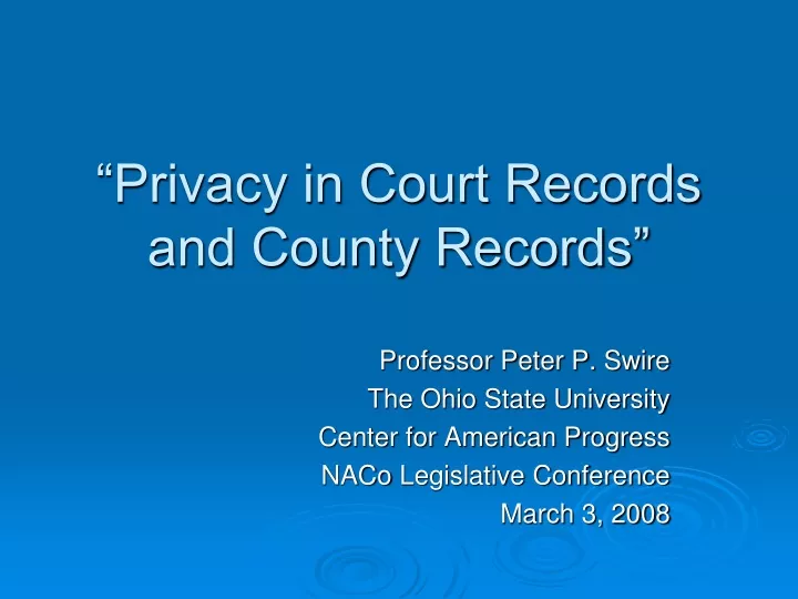 privacy in court records and county records