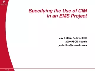 Specifying the Use of CIM  in an EMS Project