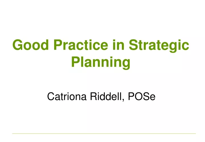 good practice in strategic planning