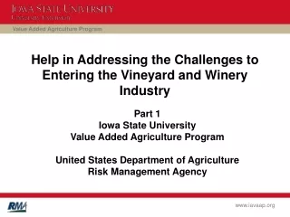 Help in Addressing the Challenges to Entering the Vineyard and Winery Industry