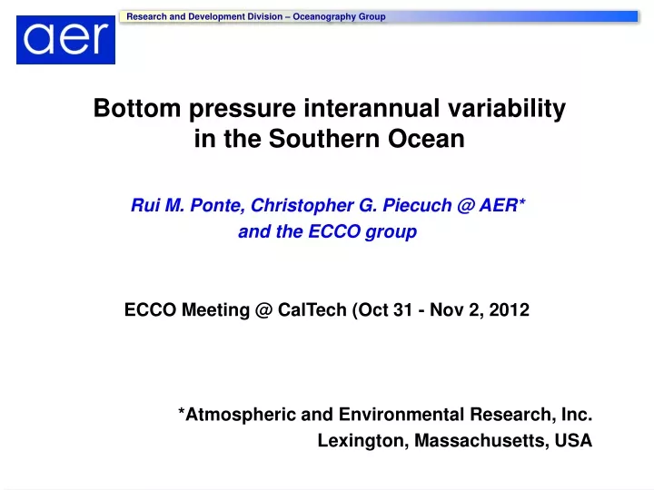 bottom pressure interannual variability