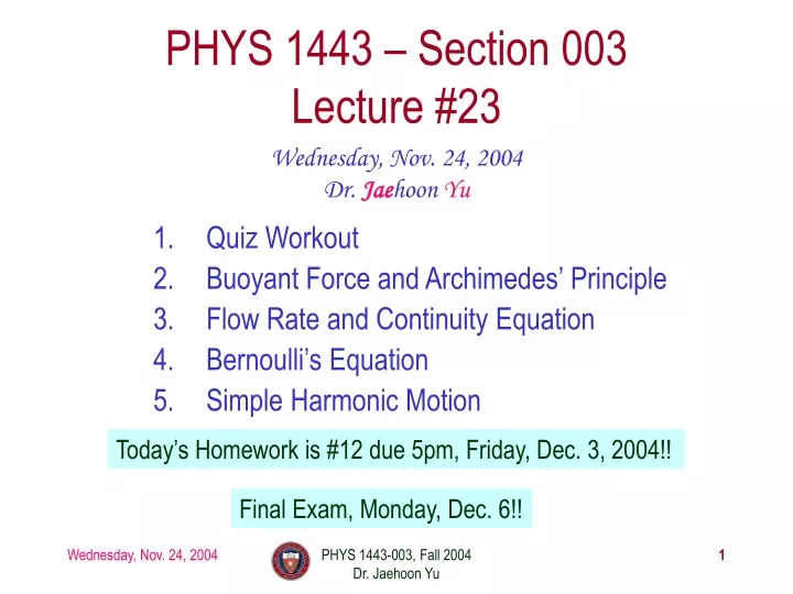 phys 1443 section 003 lecture 23