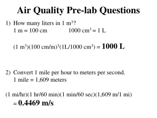 Air Quality Pre-lab Questions