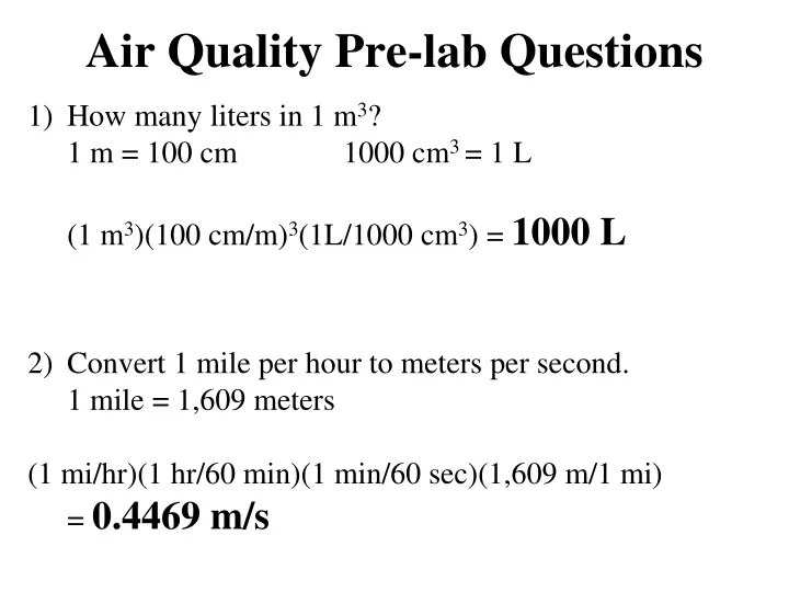 air quality pre lab questions