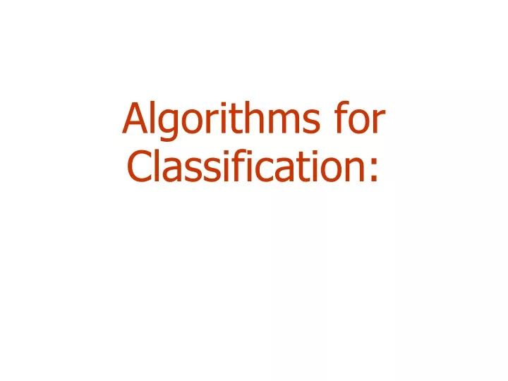 algorithms for classification