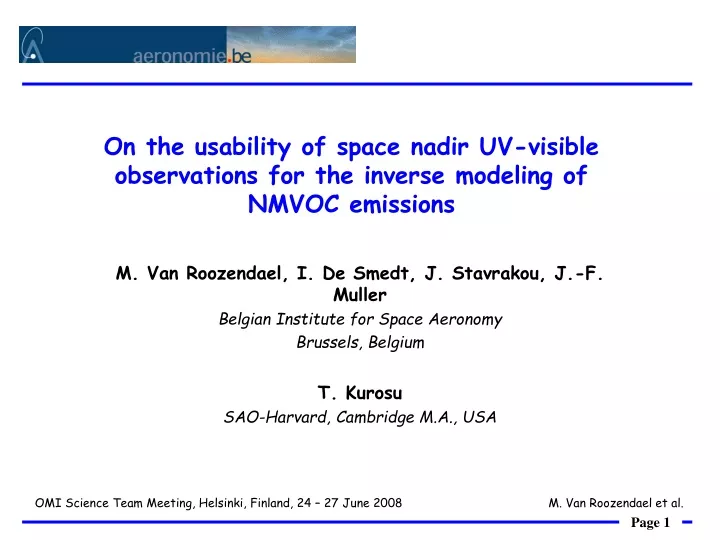 on the usability of space nadir uv visible observations for the inverse modeling of nmvoc emissions