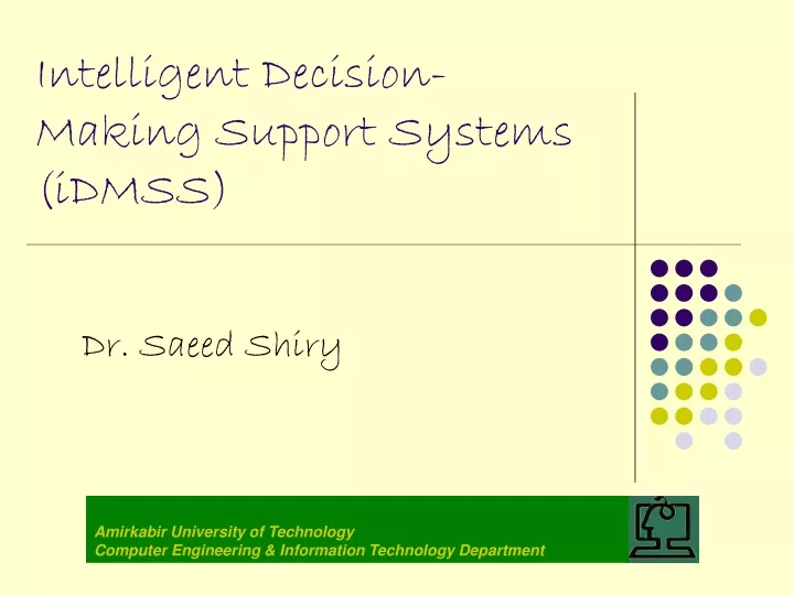 intelligent decision making support systems idmss