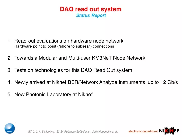 daq read out system status report