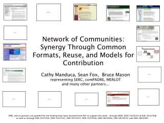 Network of Communities: Synergy Through Common Formats, Reuse, and Models for Contribution