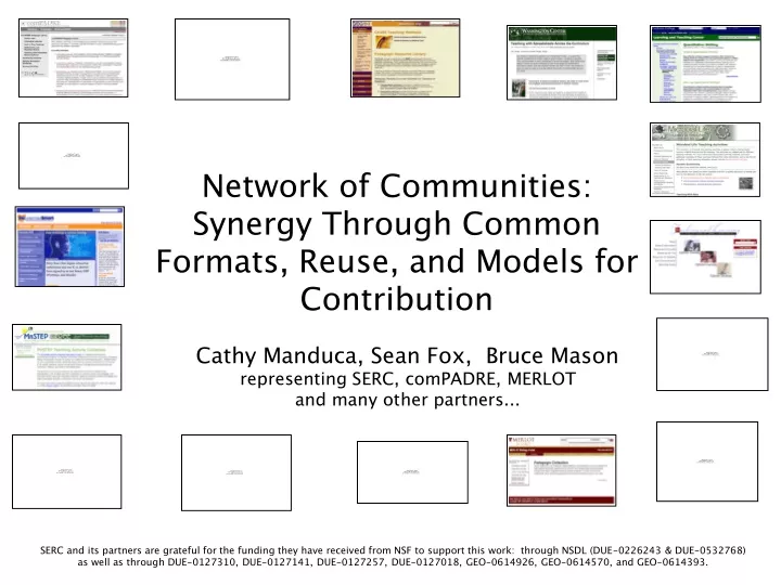 network of communities synergy through common formats reuse and models for contribution