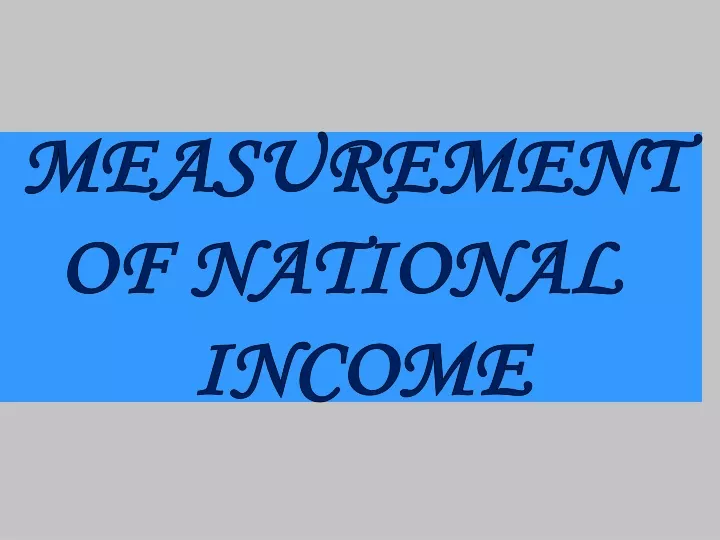 measurement of national income