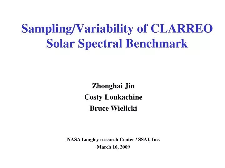 sampling variability of clarreo solar spectral benchmark