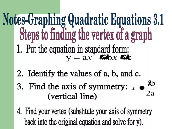 1 put the equation in standard form