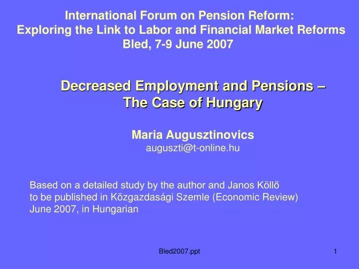 international forum on pension reform exploring
