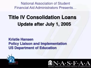 Kristie Hansen Policy Liaison and Implementation US Department of Education