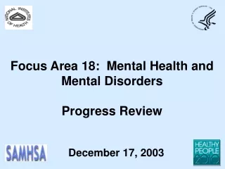 Focus Area 18:  Mental Health and Mental Disorders Progress Review