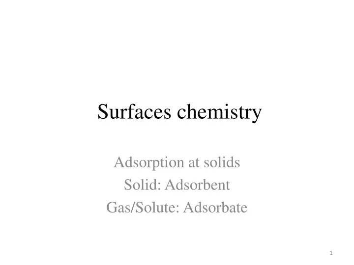 surfaces chemistry