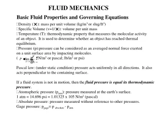 Basic Fluid Properties and Governing Equations