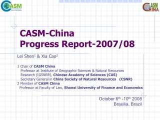 CASM-China Progress Report-2007/08
