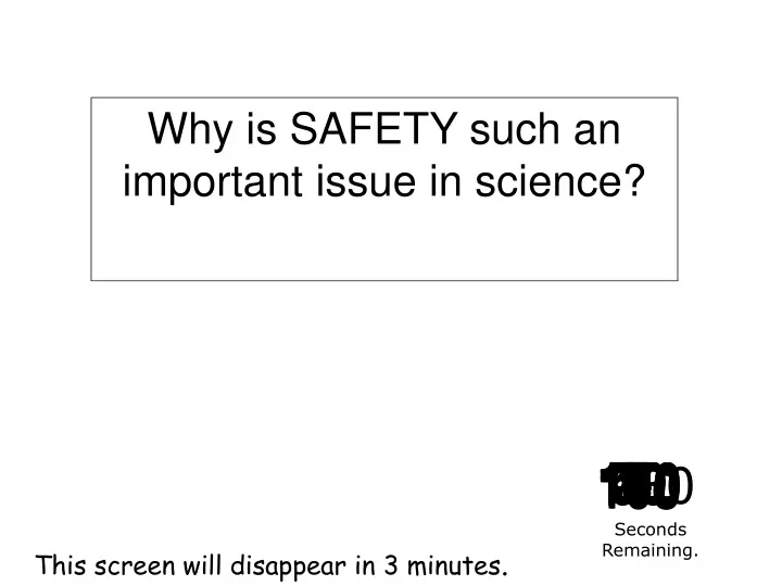 why is safety such an important issue in science