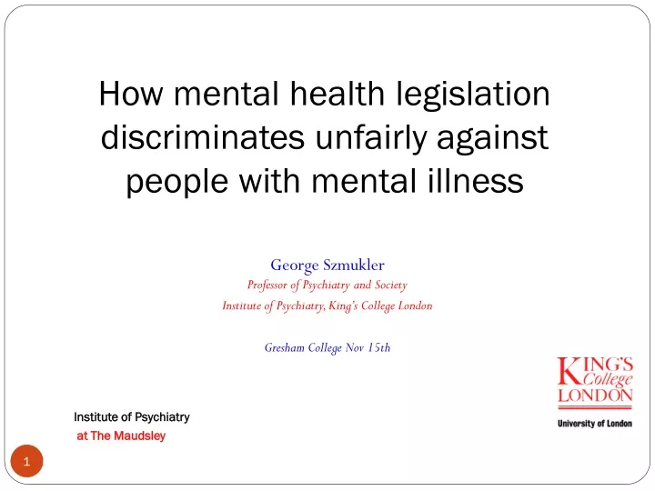 how mental health legislation discriminates