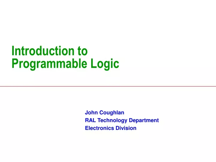 introduction to programmable logic