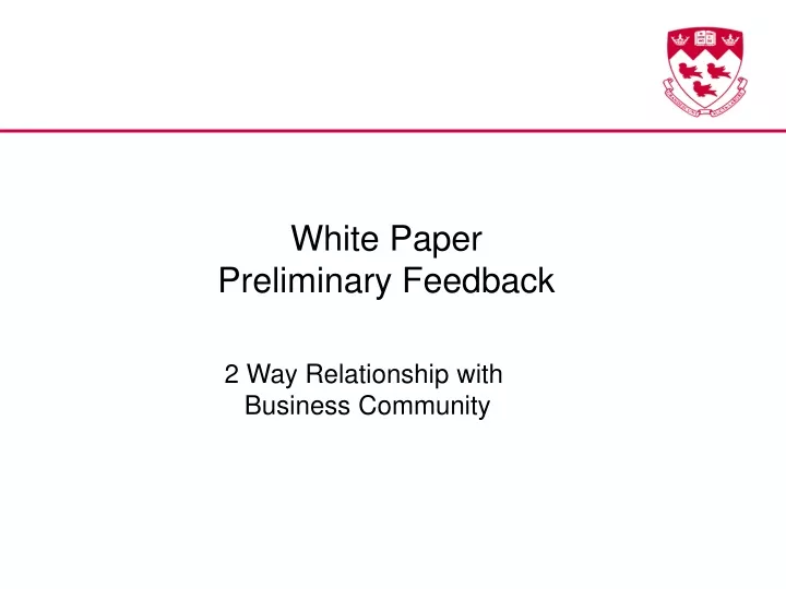 white paper preliminary feedback