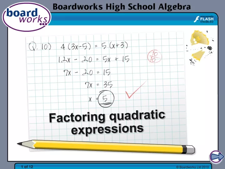 factoring quadratic expressions