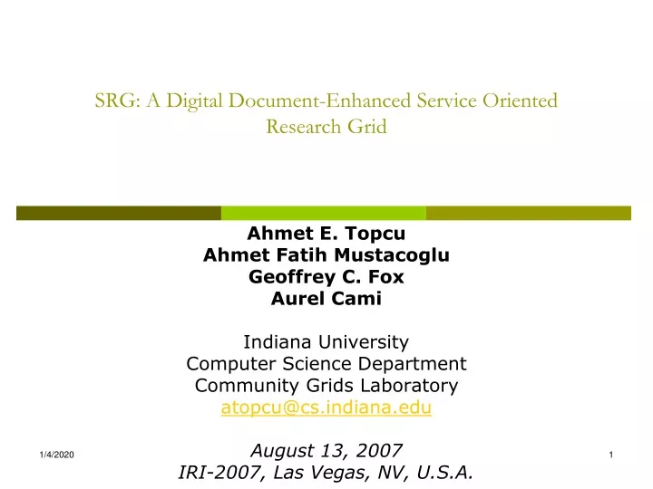 srg a digital document enhanced service oriented research grid