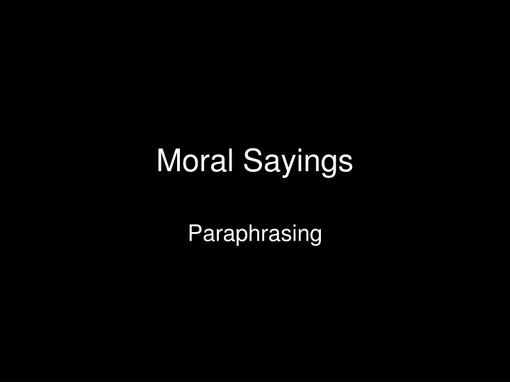 moral sayings
