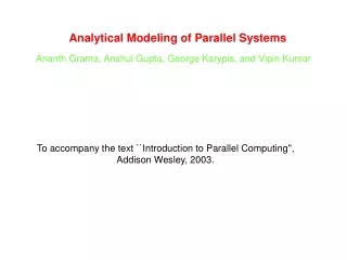 Analytical Modeling of Parallel Systems