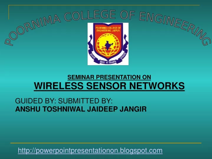 seminar presentation on wireless sensor networks