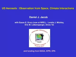 US Aerosols : Observation from Space, Climate Interactions