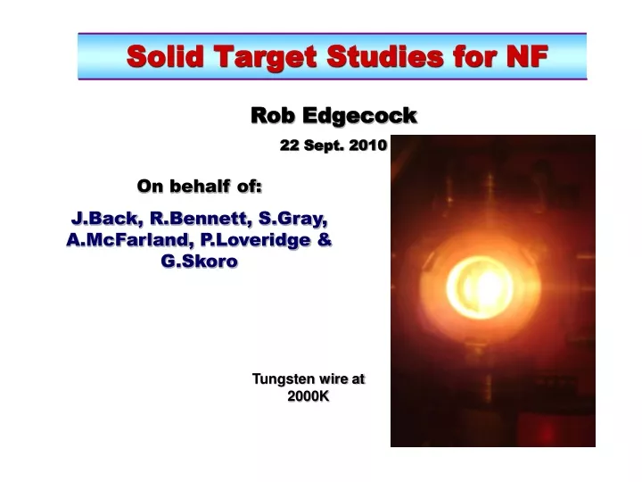 solid target studies for nf