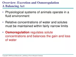 Overview: Excretion and Osmoregulation A Balancing Act