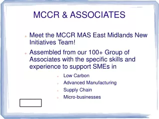 MCCR &amp; ASSOCIATES