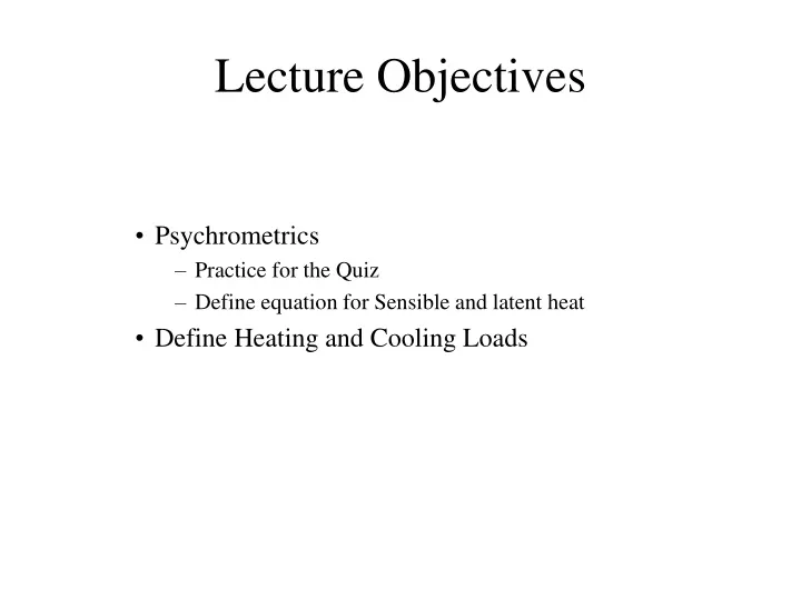 lecture objectives