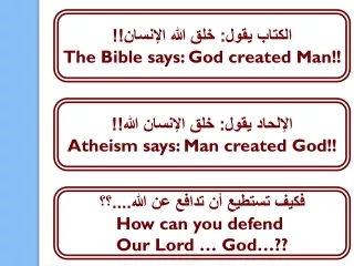 الكتاب يقول: خلق الله الإنسان!! The Bible says: God created Man!!