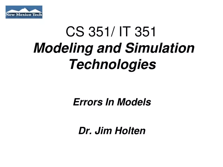 errors in models dr jim holten