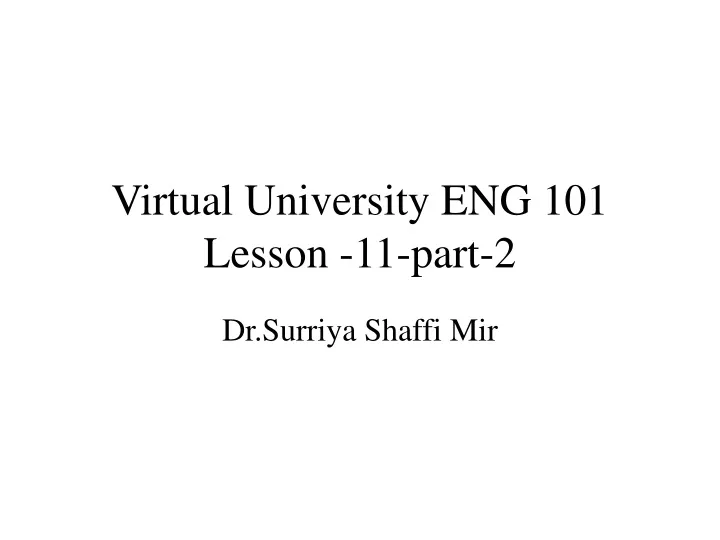 virtual university eng 101 lesson 11 part 2