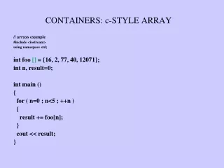 CONTAINERS: c-STYLE ARRAY