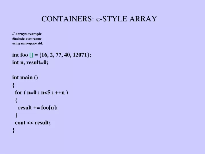 containers c style array