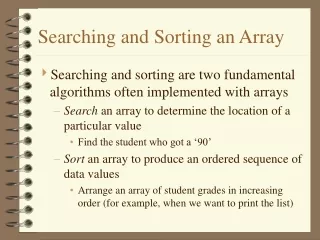 Searching and Sorting an Array