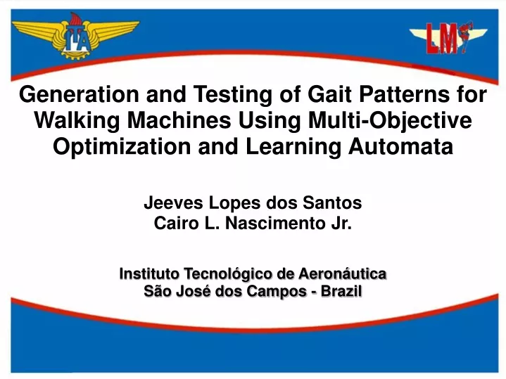 generation and testing of gait patterns