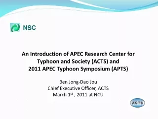 An Introduction of APEC Research Center for Typhoon and Society (ACTS) and