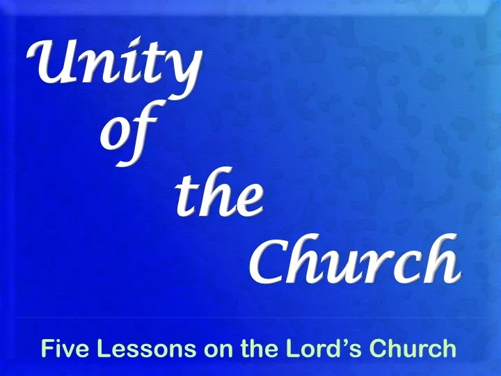 unity of the church