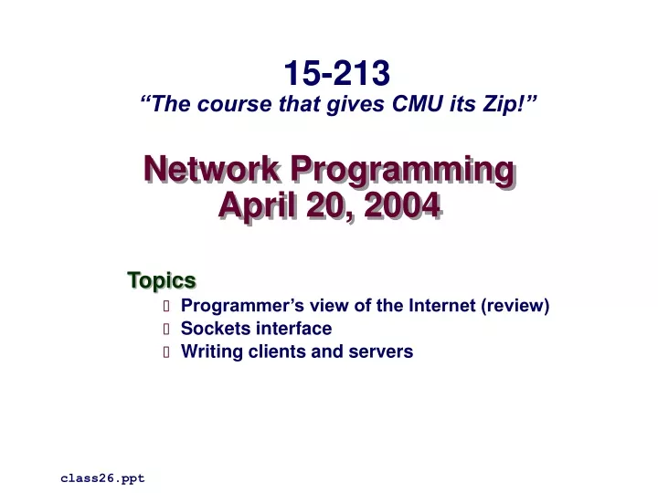 network programming april 20 2004