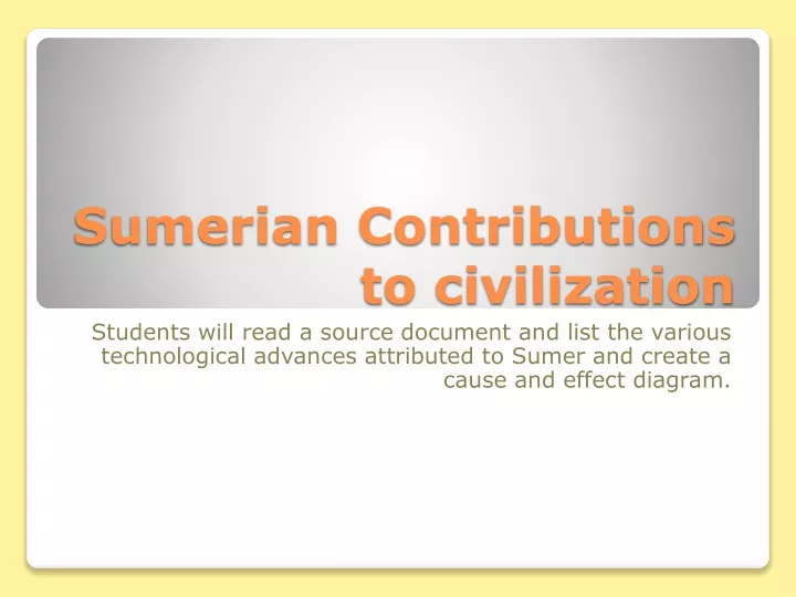 sumerian contributions to civilization