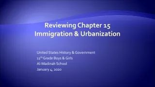 Reviewing Chapter 15 Immigration &amp; Urbanization